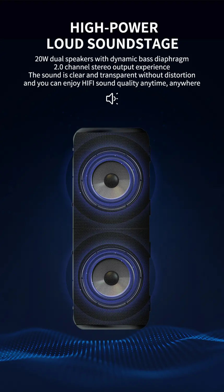 2in1 S10 Split Wireless Bluetooth Speaker 20W Powerful IPX6 HIFI Stereo Surround with RGB Light Aux TF Card for Outdoor Home