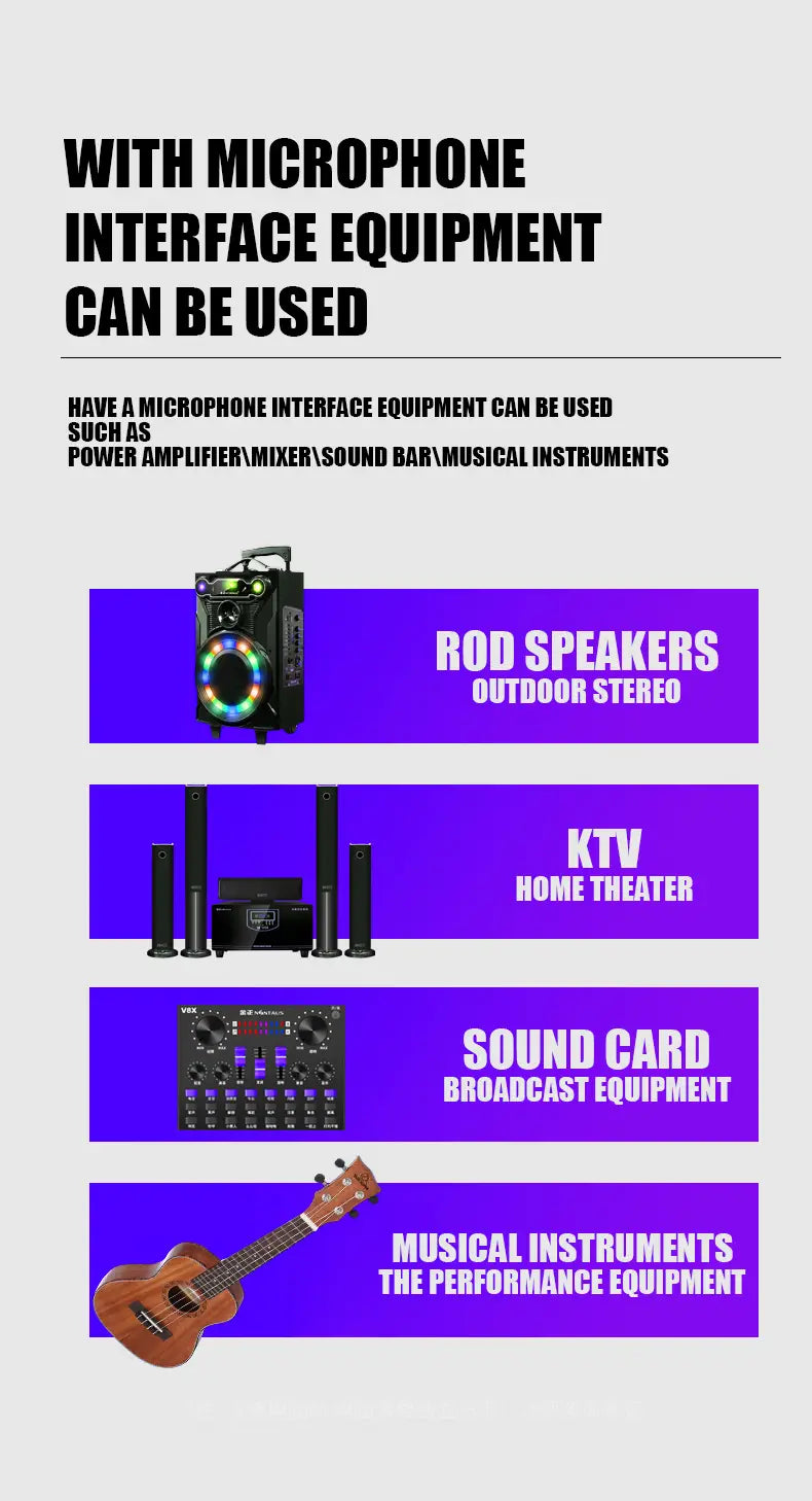 Professional Wireless Microphone 4 Channels Karaoke Handheld Chargeable Easy Use Outdoor With Suitcase