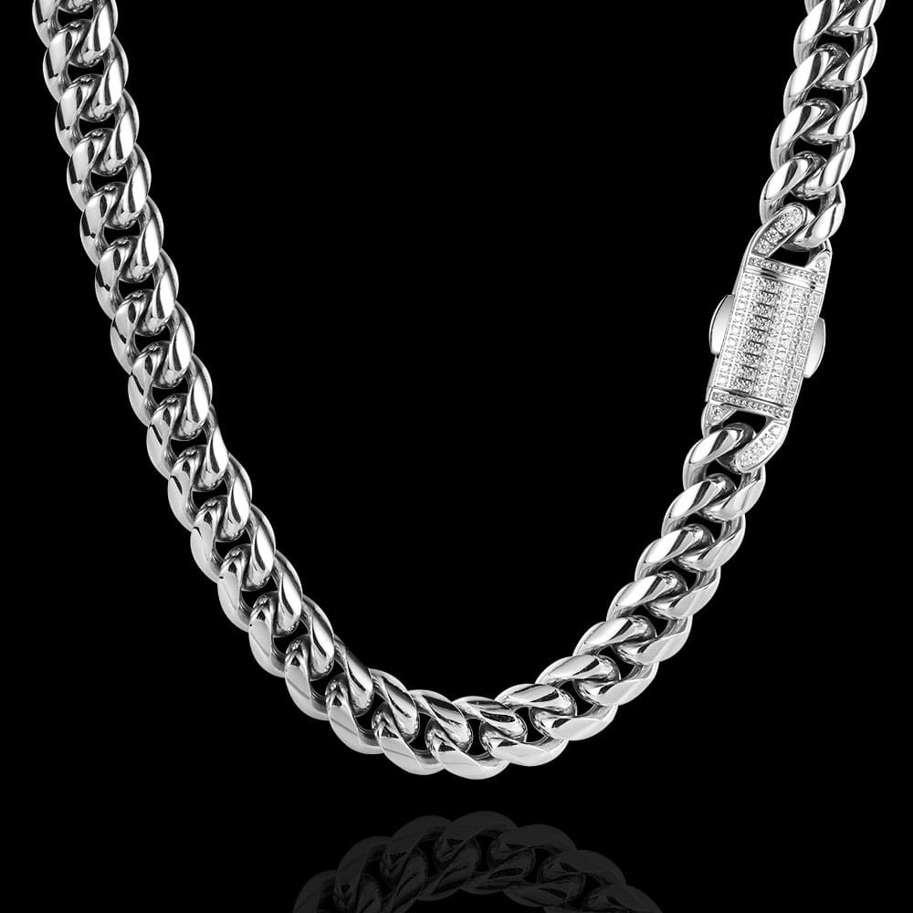 12mm Hip Hop Stainless Steel Jewelry Homme Cadena Luxury Miami Cuban Link Chain Men Rapper Rock Necklace