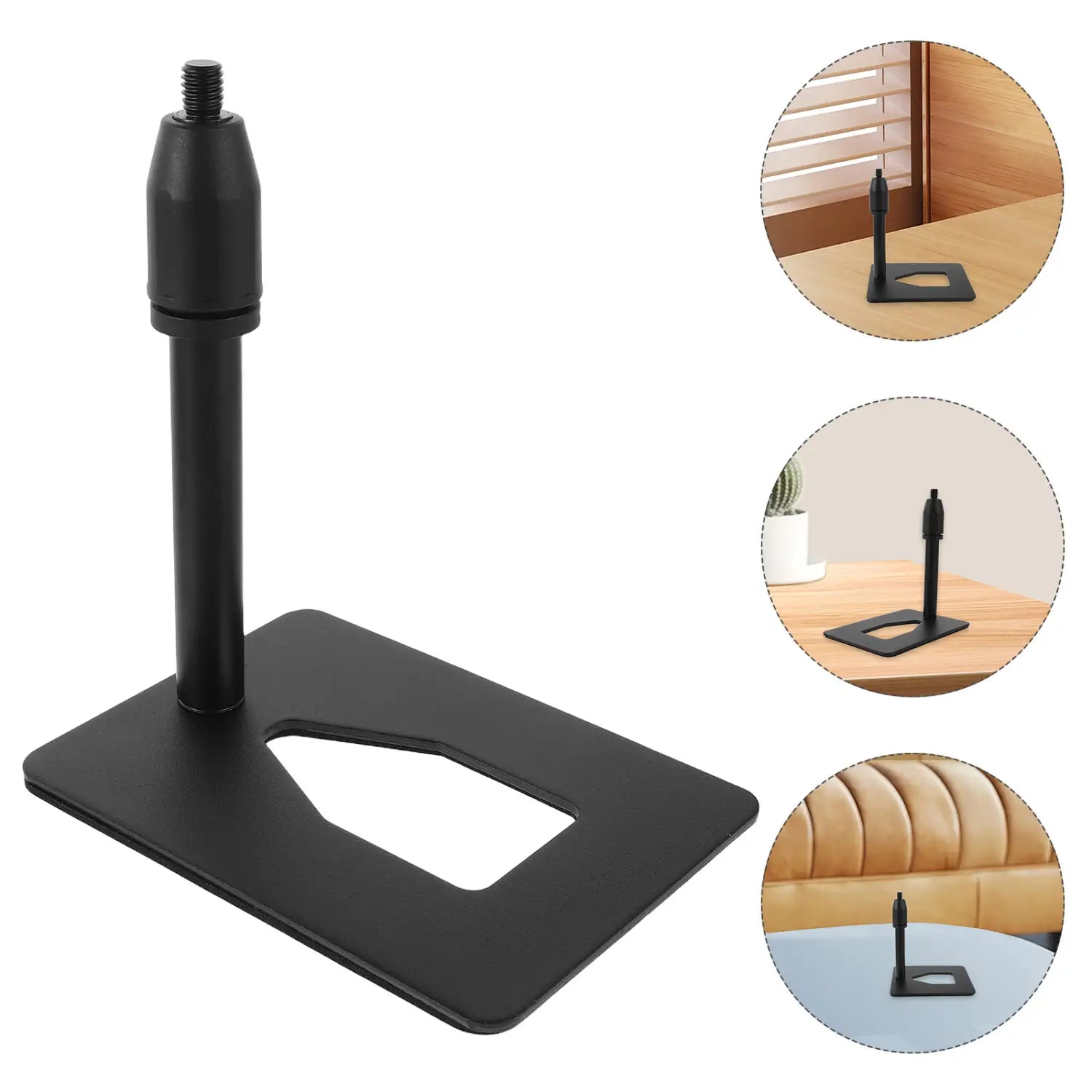 Metal Desktop Microphone Stand Rectangular Base Universal Mic Holder Live Streaming Karaoke Recording Portable Stable