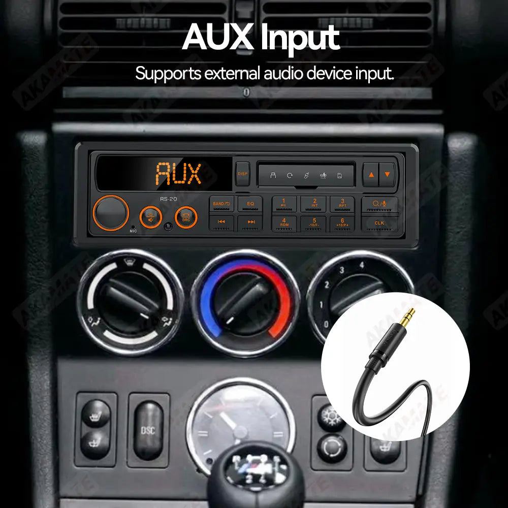 1 Din MP3 Retro Style Car Radio Bluetooth AUX FM AM RDS EQ QC3.0 Voice Control 12V Multimedia Stereo Head Unit USB TF Player