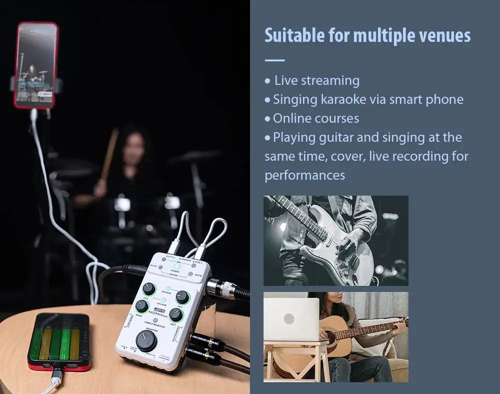 JOYO MOMIX / MOMIX PRO Audio Mixer Suitable for Guitar Keyboard Musical Instrument Sound Card for Recording & Live Streaming