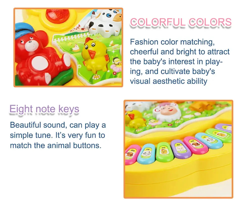 Baby Musical Toy with Animal Sound Kids Piano Keyboard Electric Flashing Music Instrument Early Educational Toys for Children