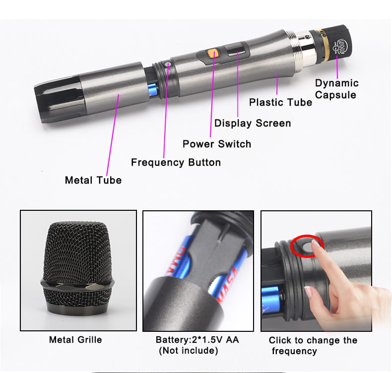 Professional 4 Channel Audio Mixer with UHF Wireless Microphone USB Bluetooth Karaoke System Sound Mixing Console LOMEHO AM-AKS2