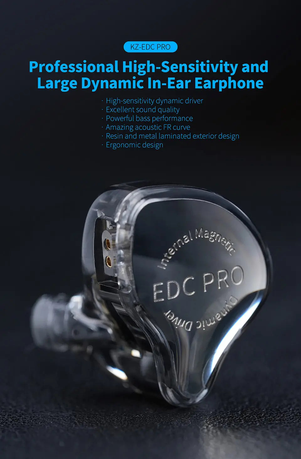 KZ EDC PRO HIFI 3.5MM AUX Wired Earphone Dynamic High Performance Monitor In-Ear Earbuds IEM Detachable Cable Harman EDXPRO Lite