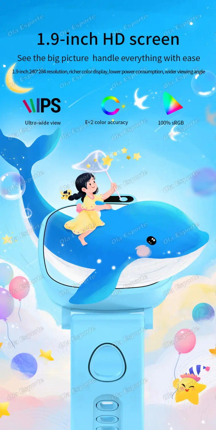 Kids Smartwatch HD Camera Video Recording Study Cards Flashlight 18 Games Calculator Customize Watch Face Birthday Gift Boy Girl