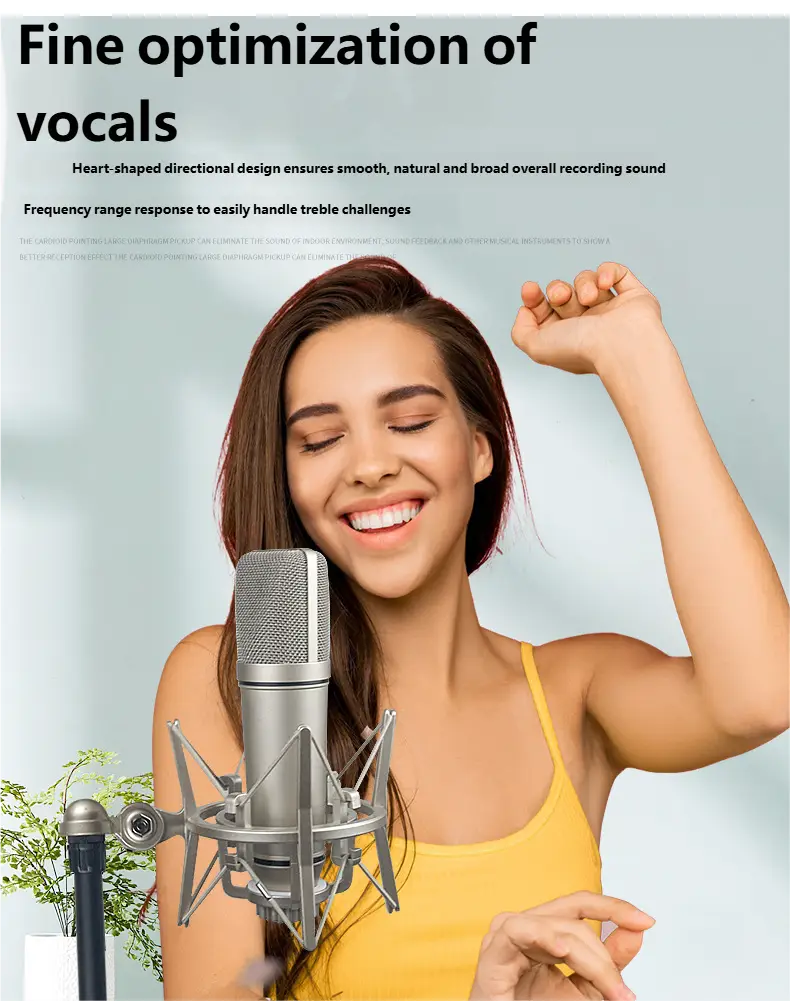 Top Studio Metal U87 Condenser Microphone Professional Cardioid Studio Mic for Recording Podcasting Voice Over Streaming Home