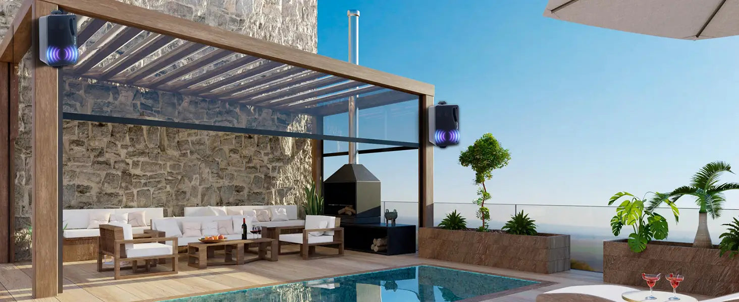 Herdio 3.5‘’ Outdoor Speakers Passive Wired Waterproof 200W 3 Way Premium Mountable Wall Mount Speakers With Superior Sound 2PCS