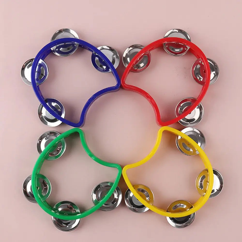 1PC Plastic Percussion Tambourine for Adults Hand Tambourine Musical Instrument Musical Rhythm Instrument for Christmas Party