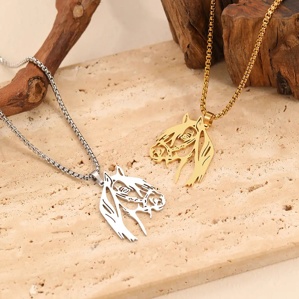 Stainless Steel Necklaces Animals Horse’s Head Pendant Choker Chain Men Atmospheric Fashion Hip Hop Necklace For Women Jewelry
