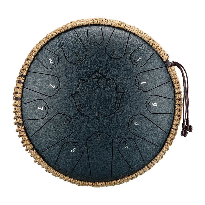 Hluru Steel Tongue Drum Glucophone 13 Inch 15 Notes C Tone Music Drum Ethereal Drum Percussion Musical Instruments Steel Drum