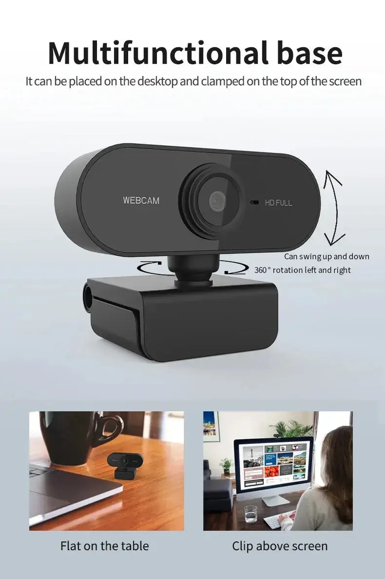 Webcam with Microphone USB Computer Camera for Video Calls Zoom Teams Streaming Plug and Play for PC Mac