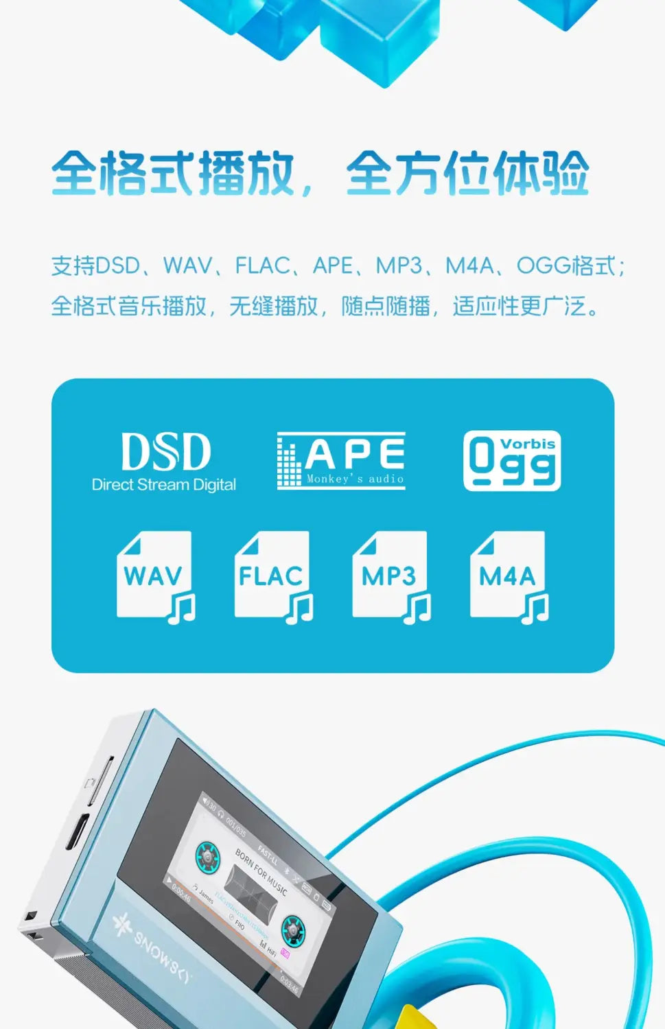New Fiio Snowsky Echo Mini Wireless Bluetooth Mp3 Mini Walkman 8GB Custom Support Dsd Retro Portable Bluetooth Player Music Gift