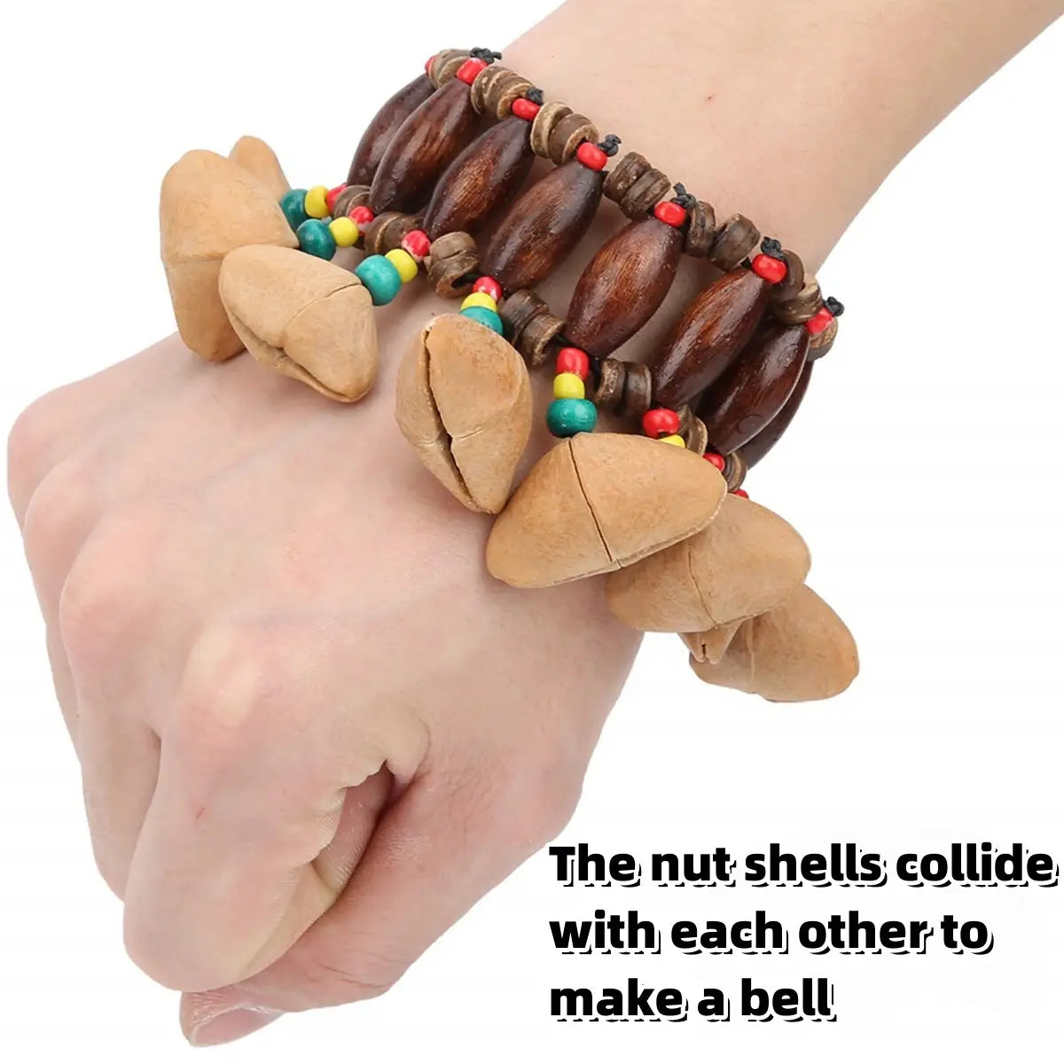 Miwayer African Nut Shell Hand Bell Bracelet Tribal Style/for Djembe African Drum Conga Percussion Musical Instrument Gifts Toys