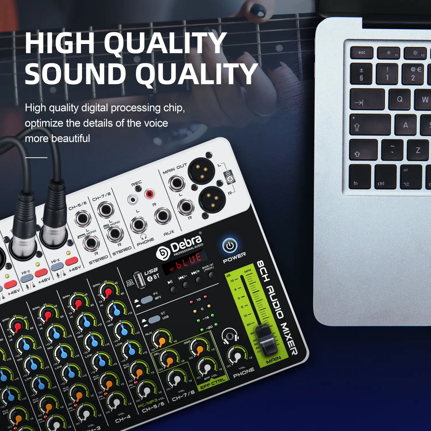 4/8 Channel Audio Mixer DJ Controller Sound Mixing Console With Bluetooth Phantom Power Delay Repaeat Effect For PC Recording