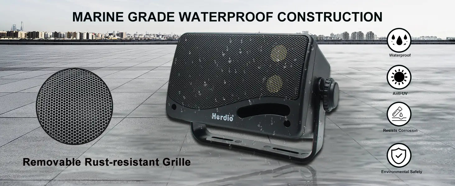 Herdio 3.5‘’ Outdoor Speakers Passive Wired Waterproof 200W 3 Way Premium Mountable Wall Mount Speakers With Superior Sound 2PCS