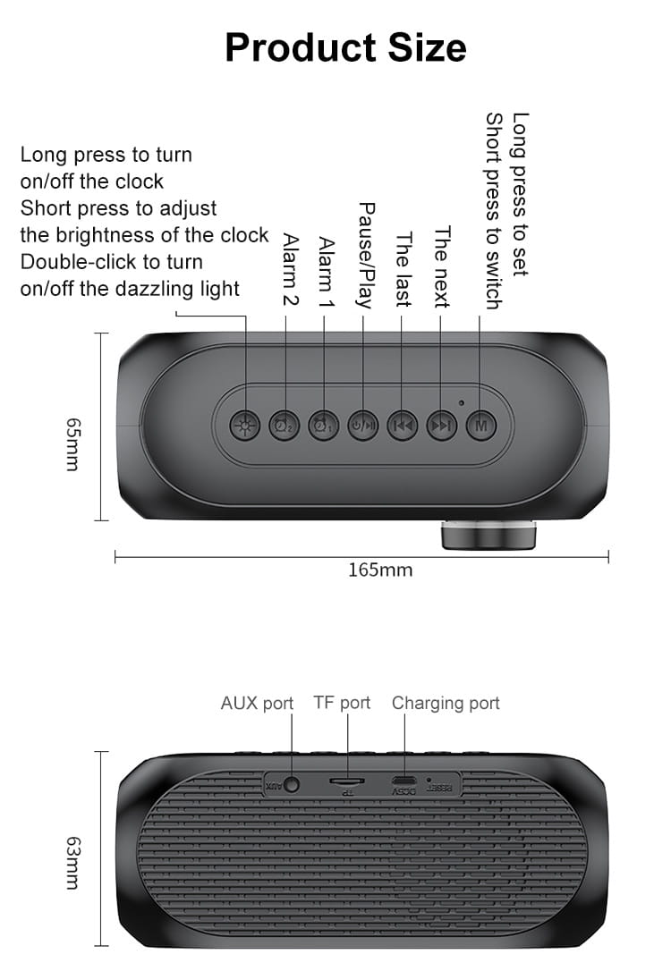 Alarm Clock Radio FM Bluetooth Speaker Portable Subwoofer Caixa De Som Sound Box Music Wireless Mini Woofers Bocina Lamp Column