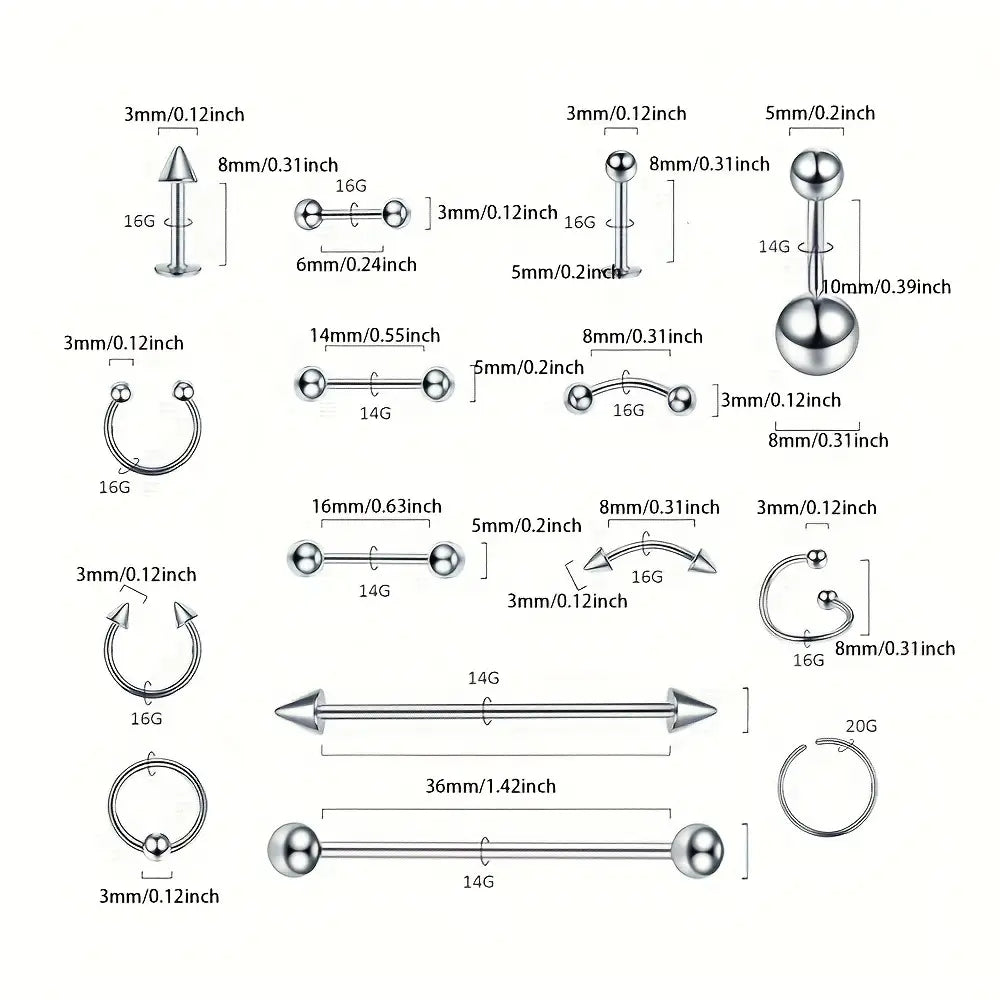Hiphop Stainless Steel Nose Ring Septum Ring Hoop Nostril Piercing Horseshoe Body Jewelry Set 50-150Pcs Lot for Women Men