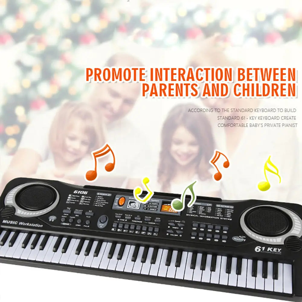 Kids Electronic Piano Keyboard Portable 61 Keys Organ with Microphone Education Toys Musical Instrument Gift for Child Beginner