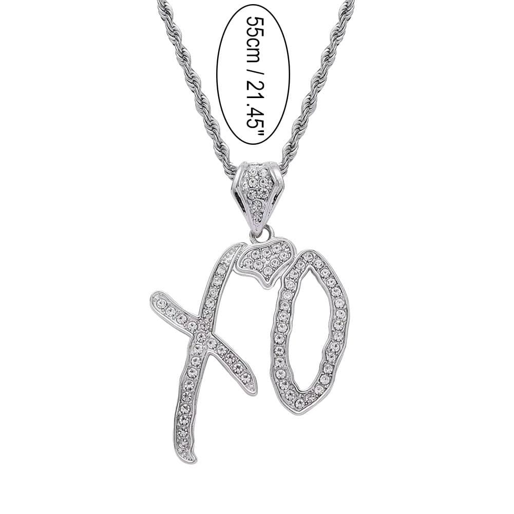 Fashion XO Necklace Cubic Zirconia Letter Pendant Sweater Chain Light Luxury Hip Hop Party Jewelry Accessories For Men Women