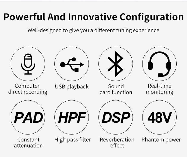 5 - Way Computer Recording Free Drive Sound Card Mixing Console Mixer Audio Professional Pro Audio Equipment Interface Processor