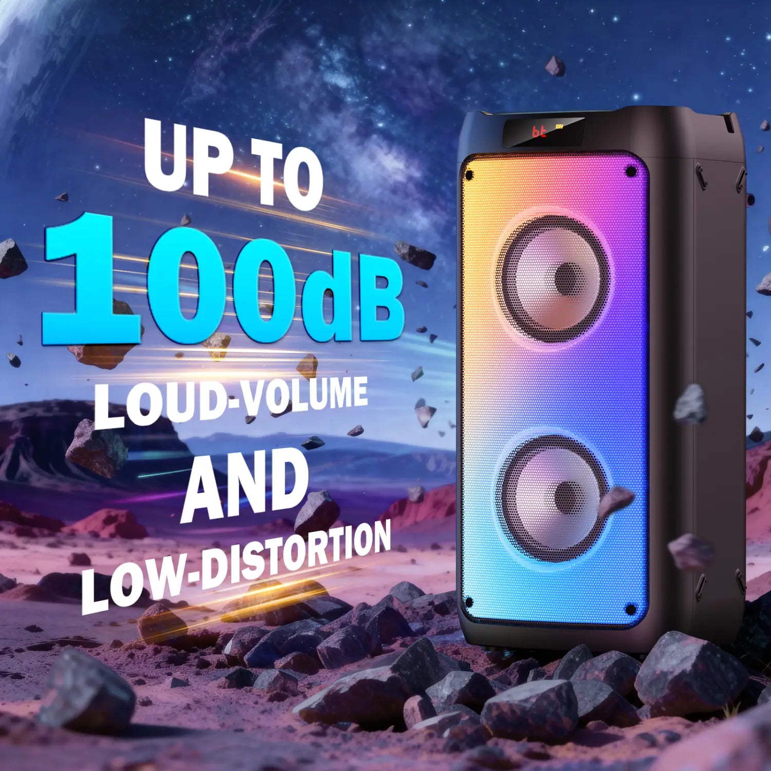 T10-TKaraoke Machine with2Wireless Microphones,Portable Bluetooth Speaker for Adults& Kids,Big Party PA System with Disco Lights