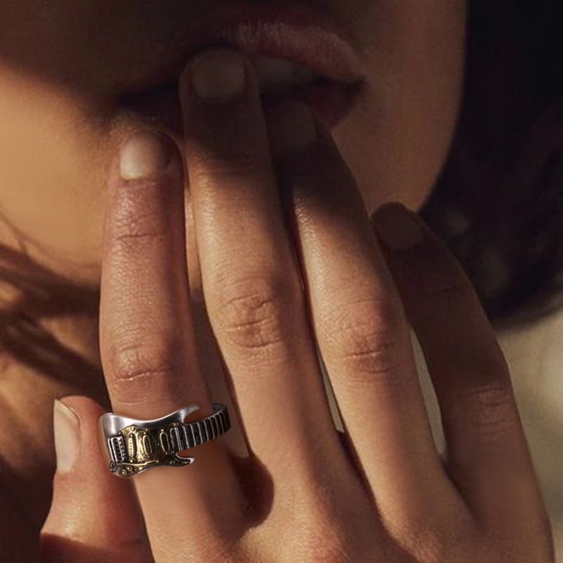 Hip Hop Rock Music Electric Guitar Men’S Rings 2024 Trend Adjustable Finger Rings Party Jewelry Gifts Fashion Accessories