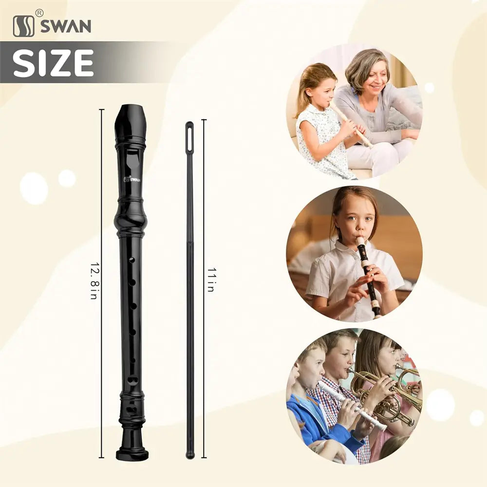 SWAN 8-hole treble Recorder A classroom instrument for beginners with cleaning rod A favorite gift（German fingering）