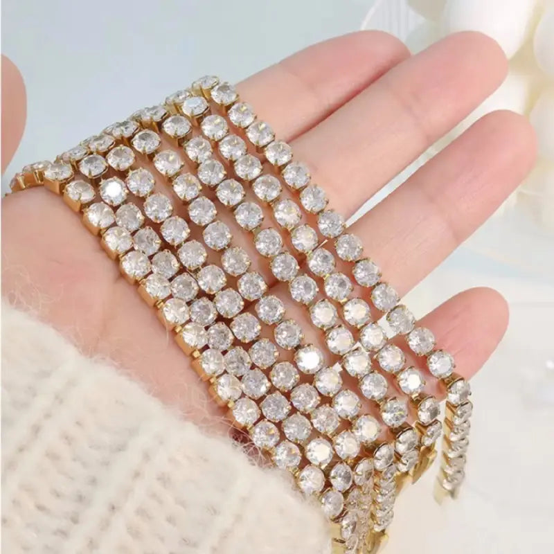 New 925 Sterling Silver Hip Hop Fashion Women’s Tennis Bracelet Rose Gold Shining Cubic zirconia Bracelet Wedding Jewelry Gift