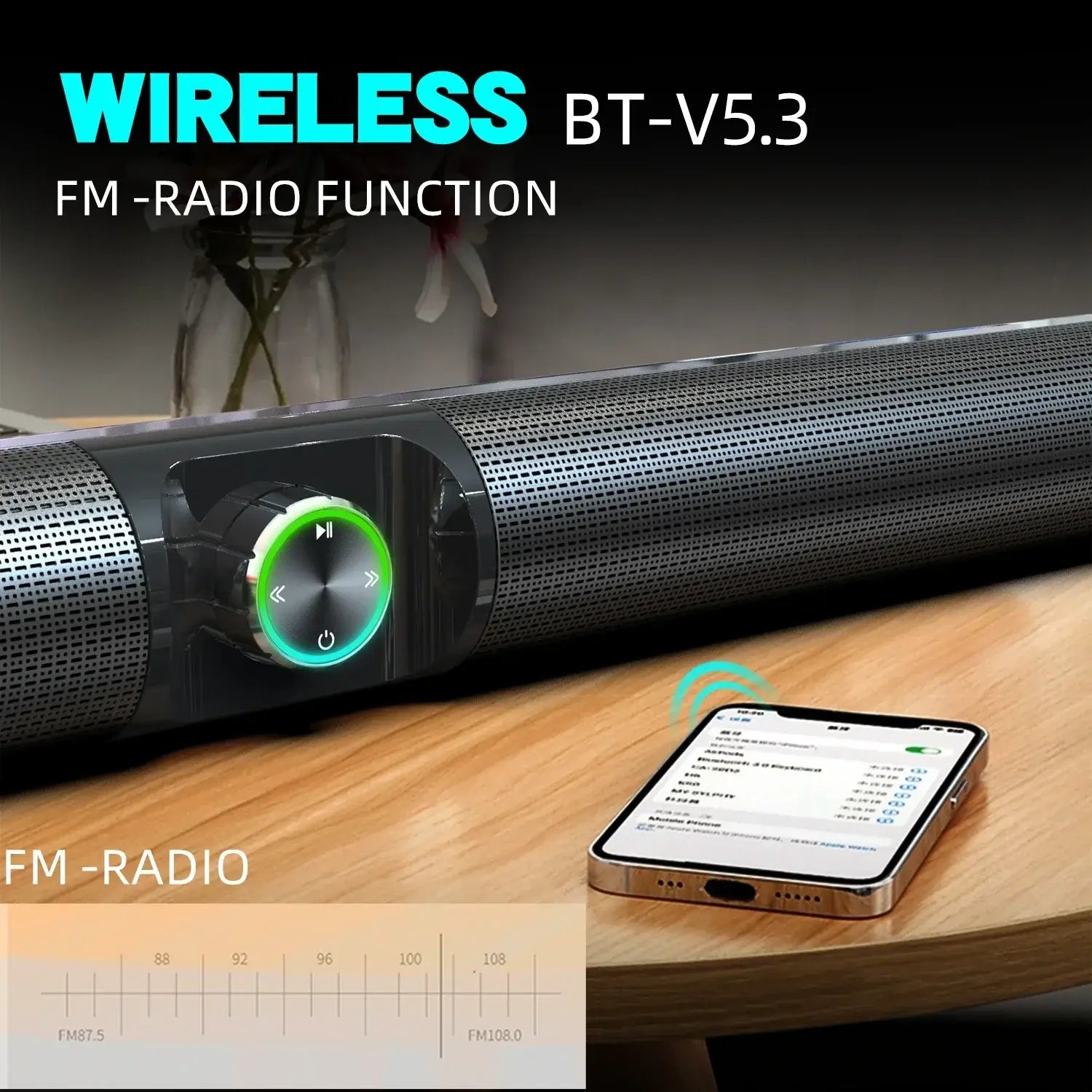 BS-55 100W Wireless Computer Bluetooth Speakers Outdoor Portable HomeTheater Surround FM Radio TV Soundbar Supports USB Coaxial