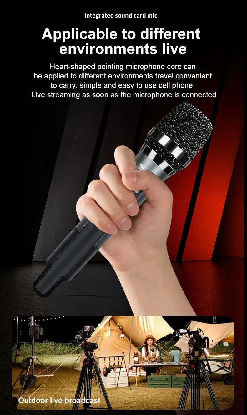 TOFON H20 Live microphone with sound card karaoke singing on mobile phone rechargeable ， Bluetooth accompaniment microphone