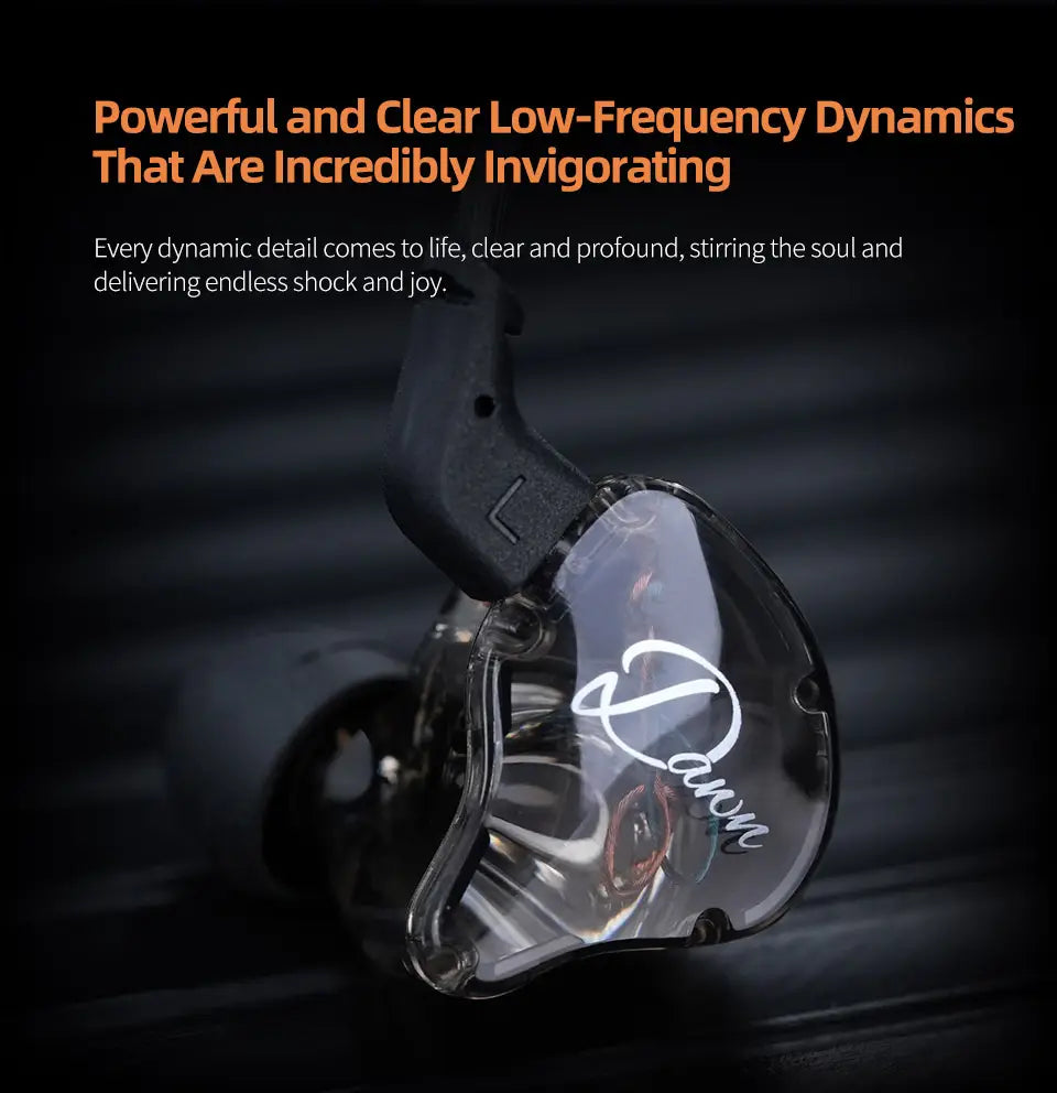 KZ Dawn HiFi Earphone 10MM Dual Dynamic Drive Bass Earbud In ear Monitor Gaming Sport Music DJ Stage Noise Reduction Hearphone