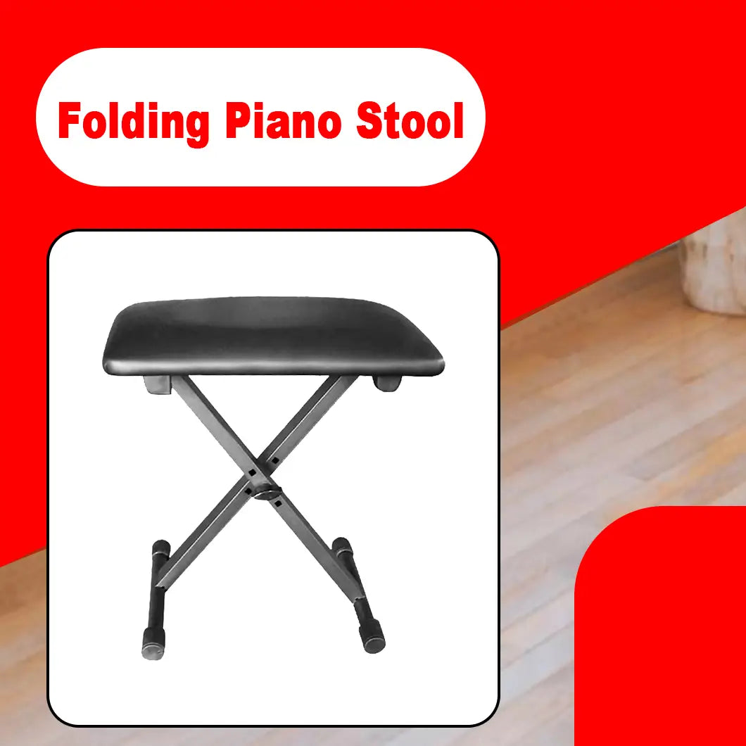 1pc Piano Bench Adjustable Keyboard Bench Portable Stool Collapsible Chair Foldable Seat X-Style Non-Skid Design Black