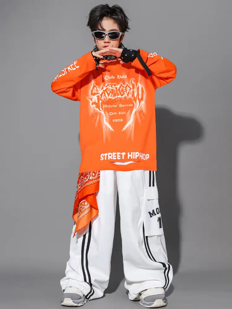 Hip Hop Boys Cool Graffiti Sweatshirt Vest Street Dance Cargo Pants Girls K-pop Jazz Costume Children Clothes Set Kid Streetwear