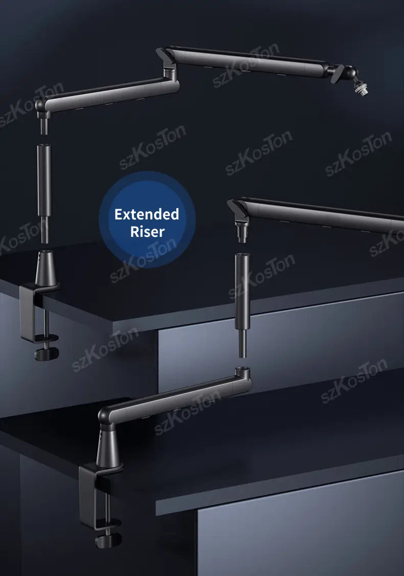 Professional Studio Low Profile Mic Arm with Extended Riser Cable Management Adjustable Microphone Stand for SM7B MV7 AM8 K688