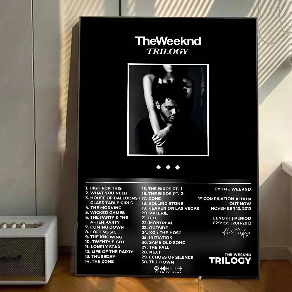 Hip Hop Music Hot Album Star The W-Weeknd Poster Gallery Prints Self Adhesive Home Decor Decoration Wall Decals Living Room
