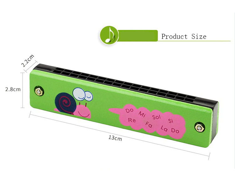 16-Hole Wooden Harmonica Cartoon Animals Painted Toy Musical Instrument Play Kids Early Educational Toys for Children Gifts
