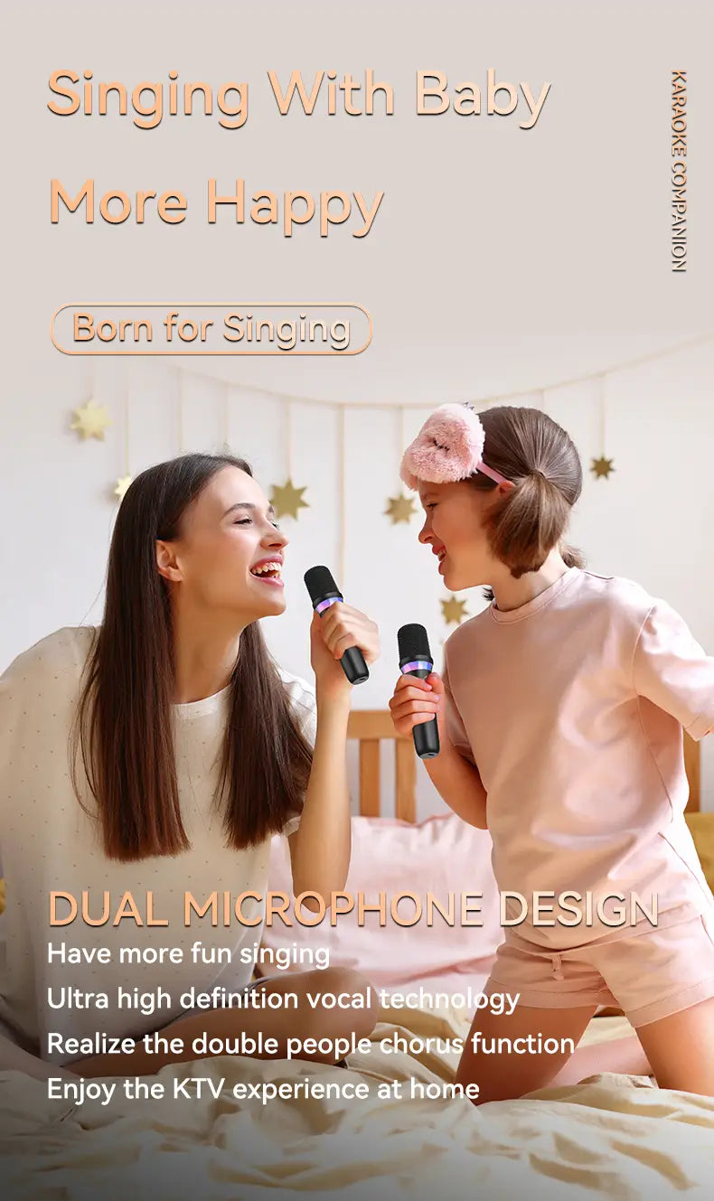 DS-K2 Karaoke Companion Bluetooth 5.3 Wireless Moving-Coil Microphone With RGB Light KTV DSP Mixer System For Wired Speaker Car