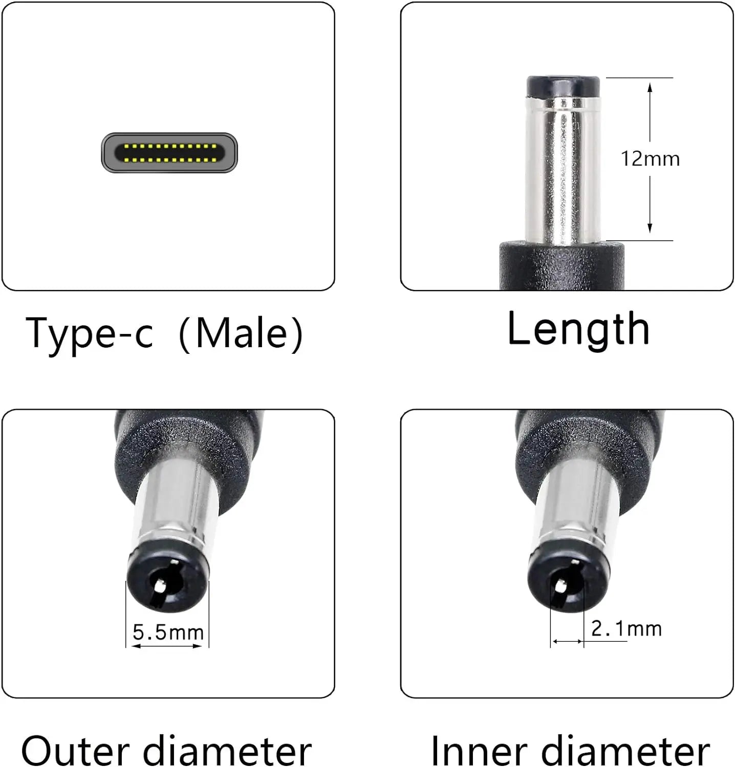 USB Type C PD to DC 5.5x2.1mm Power Supply Cable 9V 12V 15V 65W USB C Cable Adapter for LED Strip TV BOX Camera Wireless Router