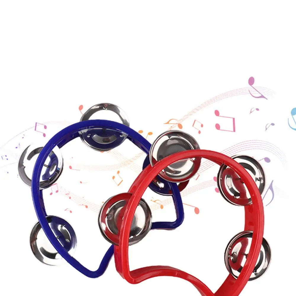 1PC Plastic Percussion Tambourine for Adults Hand Tambourine Musical Instrument Musical Rhythm Instrument for Christmas Party