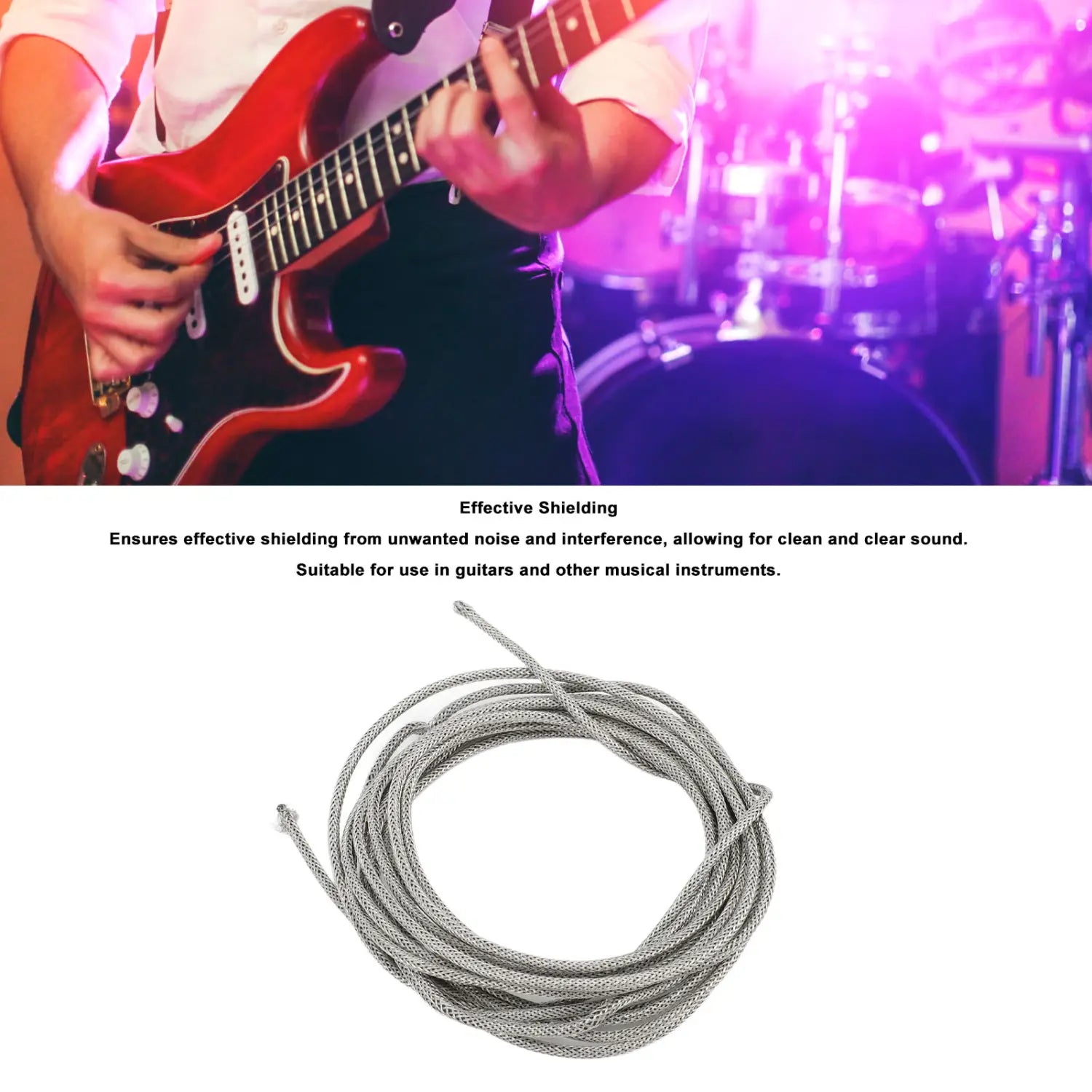 Guitar Shield Cable Wire Single Conductor 3m Long 22 AWG Braided Shield Cable Guitar Wire