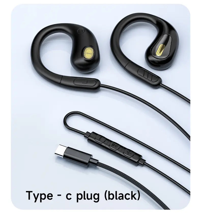 NEW Clip-on Type C&3.5mm Wired Control Headphone 9D Surround Sound Earbuds Sports Headsets ENC Earphones With HD Mic For Samsung