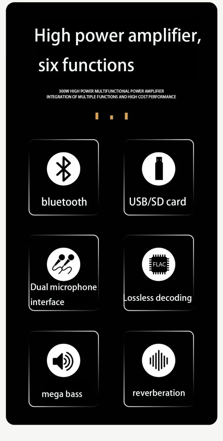 Bluetooth 5.1 Stereo Audio Amplifier Receiver 6 Channel Home Theater Audio Stereo System Components Home Amplifier FM Radio