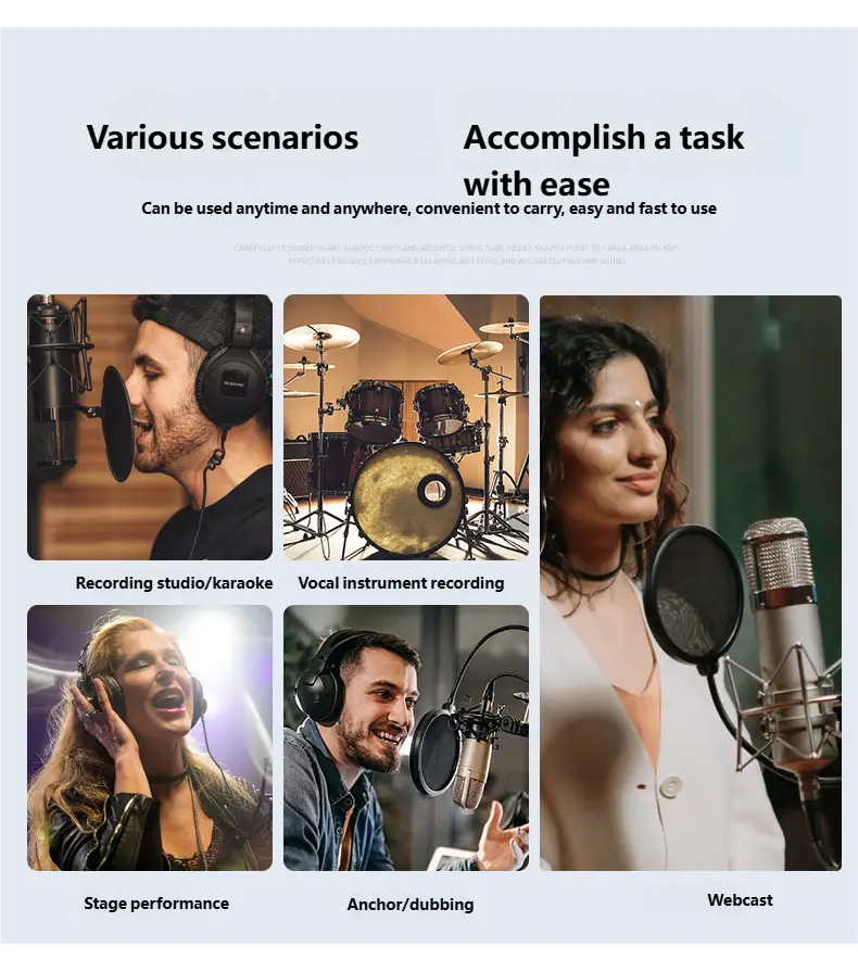 Top Studio Metal U87 Condenser Microphone Professional Cardioid Studio Mic for Recording Podcasting Voice Over Streaming Home