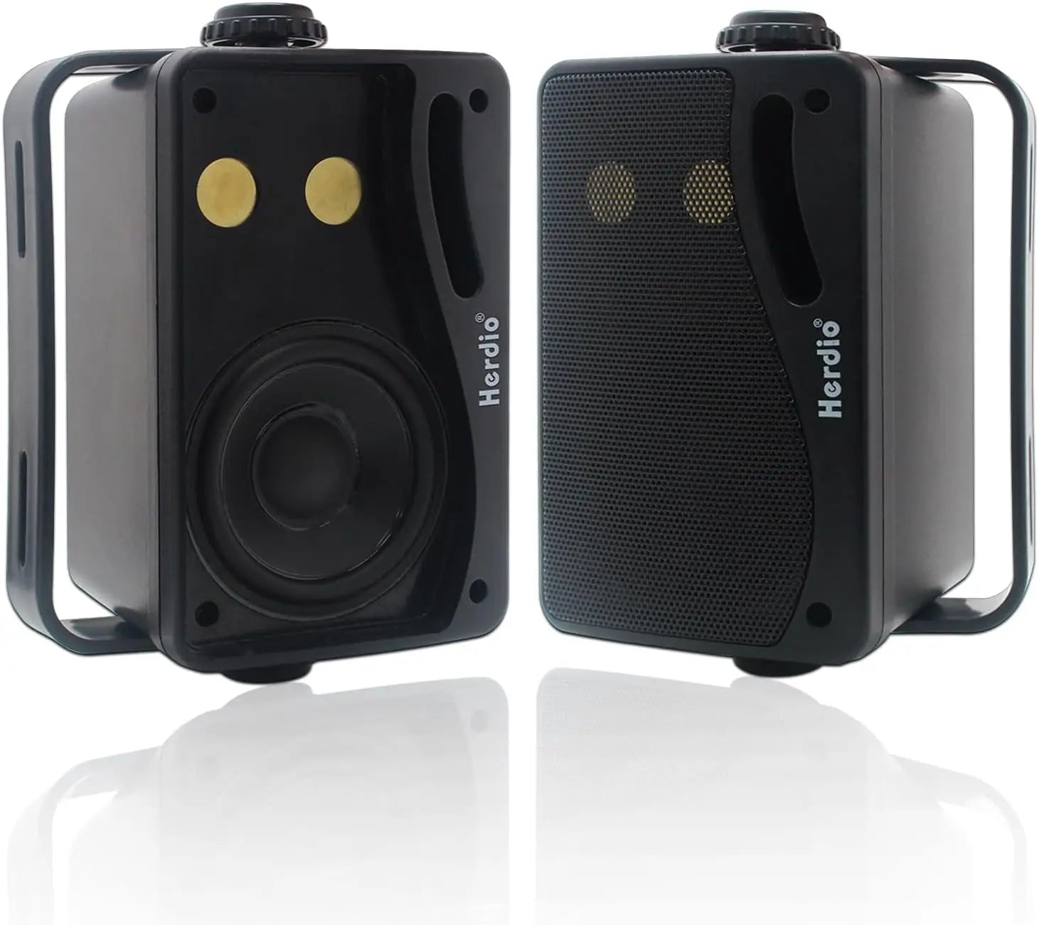 Herdio 3.5‘’ Outdoor Speakers Passive Wired Waterproof 200W 3 Way Premium Mountable Wall Mount Speakers With Superior Sound 2PCS