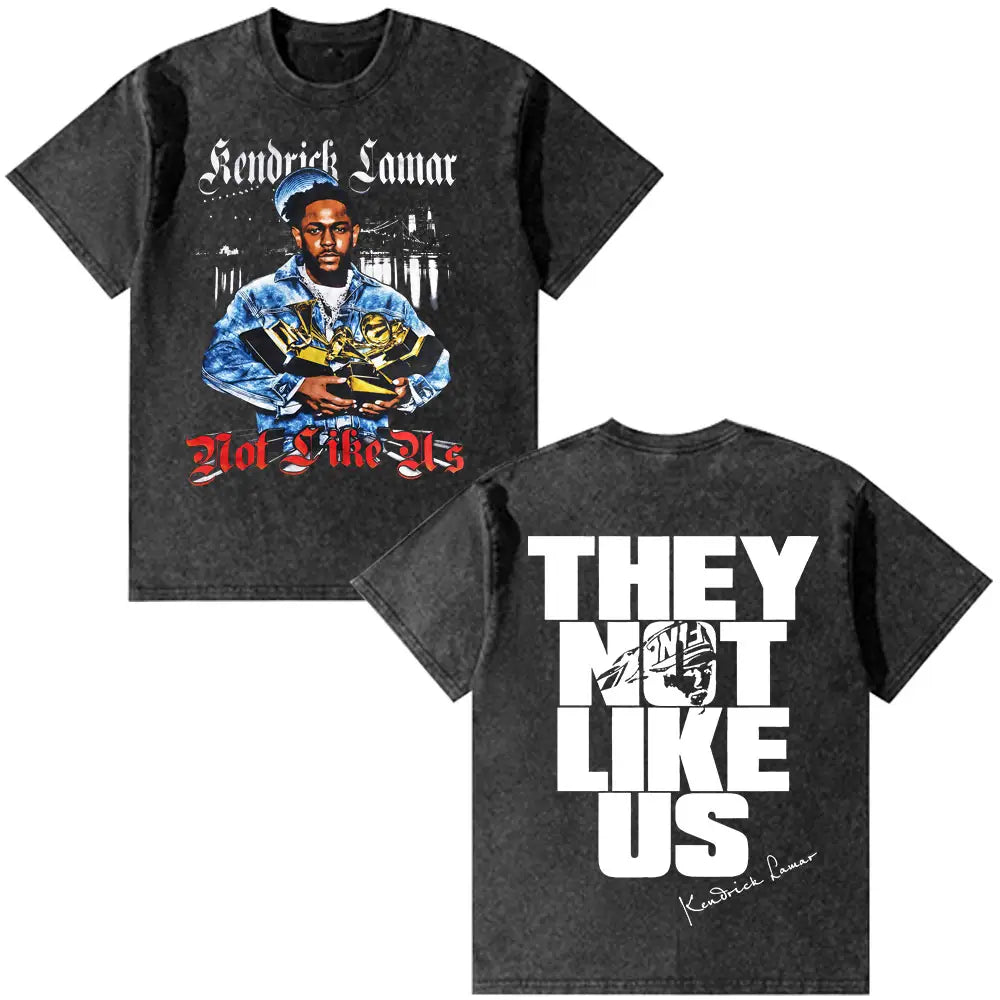 Rapper Kendrick Lamar They Not Like Us T-shirt Men Women Fashion Hip Hop Vintage Washed Oversized T-shirts Summer Cotton T Shirt