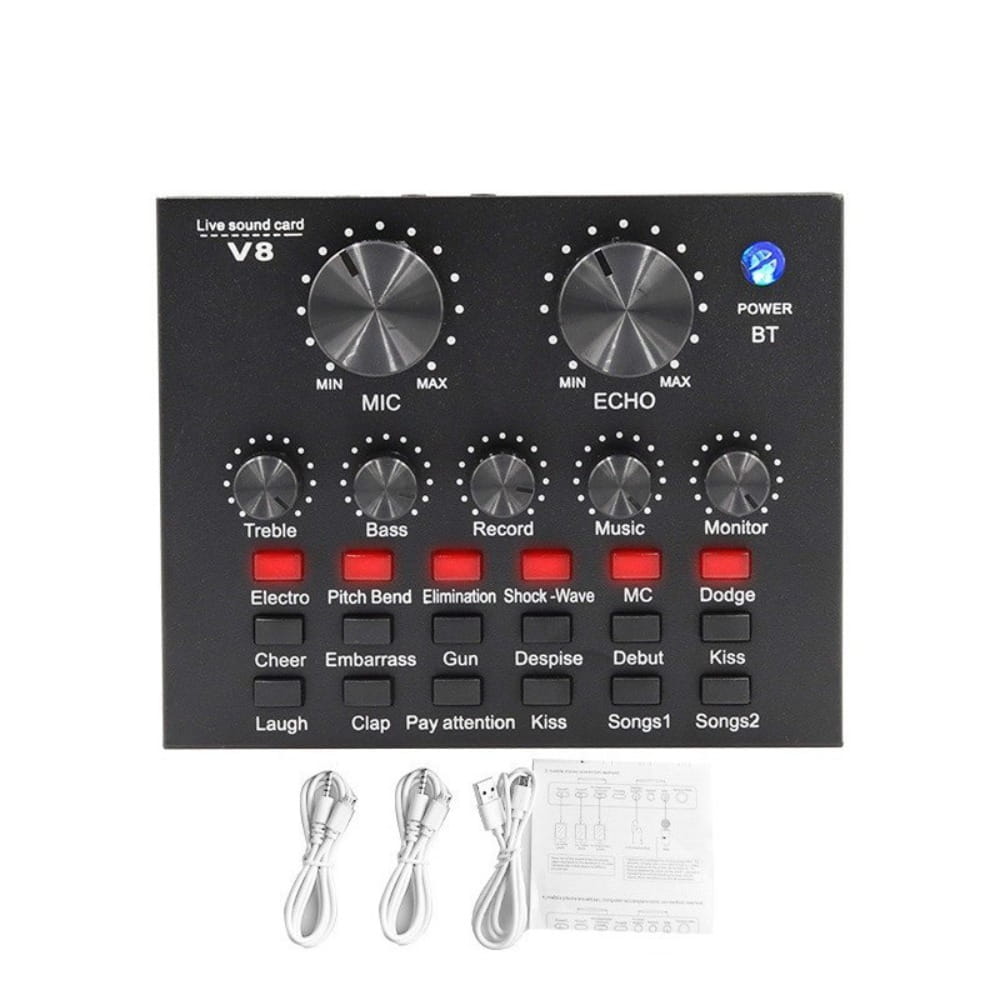 BM800 Condenser Microphone Kit Computer Sound Card Mobile Phone Audio Mixer Streaming USB External Sound Card Studio Recording