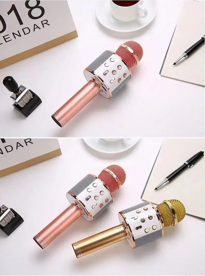 Wireless Bluetooth Karaoke Microphone Speaker 5 in 1 Handheld Rechargeable Microphone for Home Party Singing Meeting