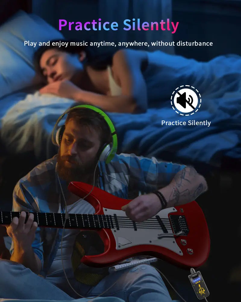 Portable Guitar Headphone Mini Amp with Rechargeable Lithium Battery & Swivel Audio Jack – Perfect for Guitar Practice