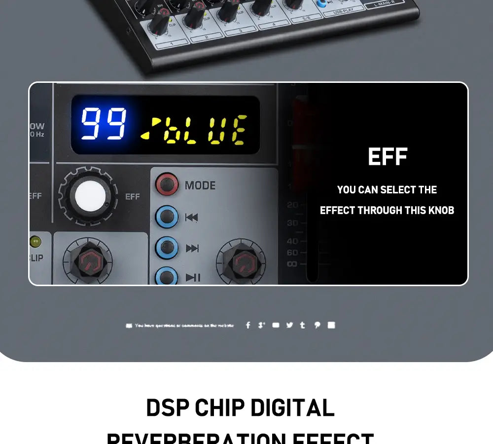 Professional DJ Party High Quality Music Recording Singing 6 Channel Audio Mixer Console